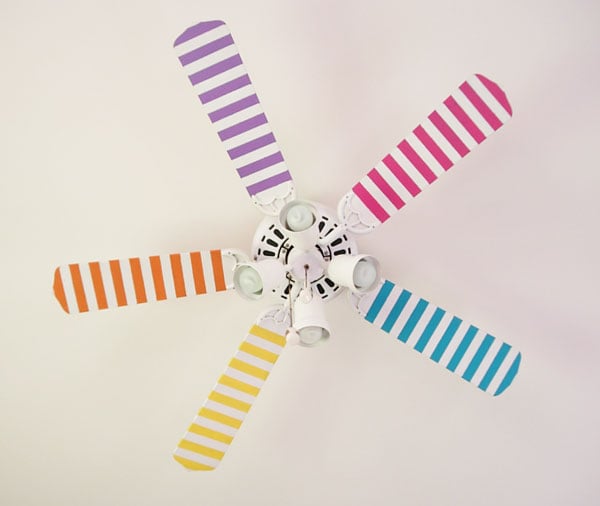 Striped-Ceiling-Fan-Blades- Fun Kids Room Ceiling Fan