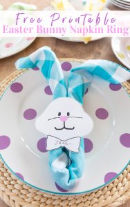 Easter bunny napkin on plate