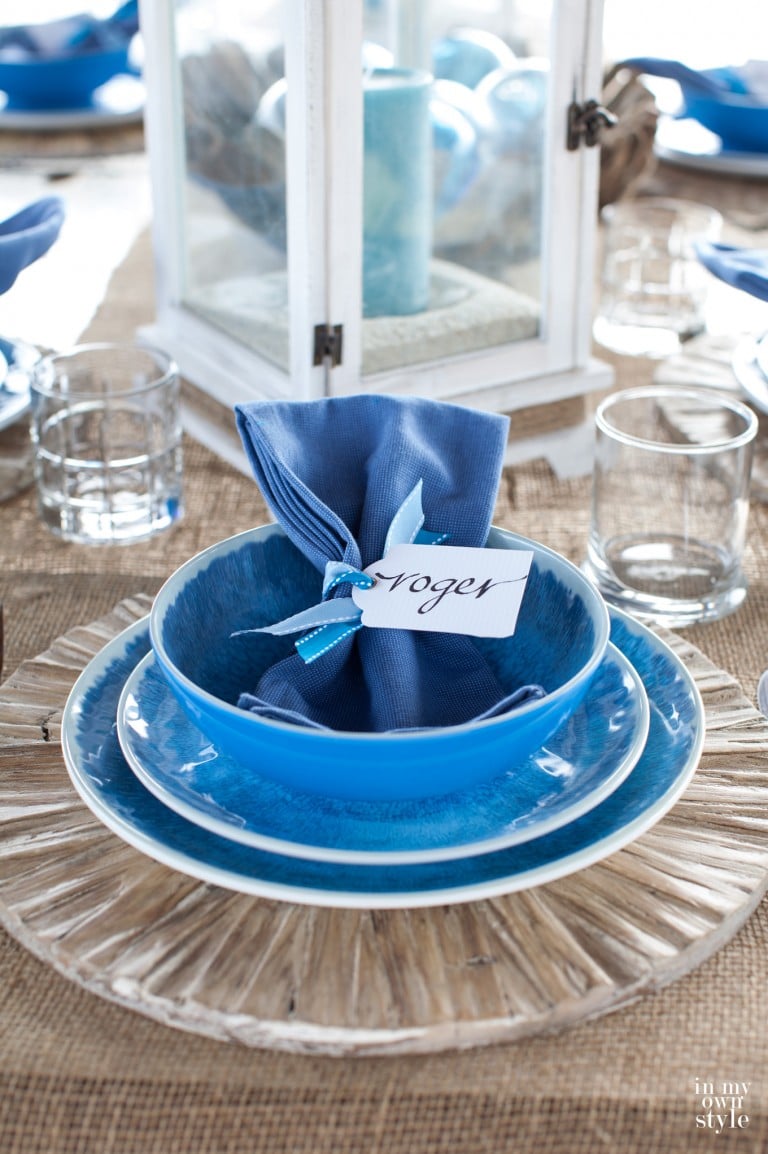 Gift tag used as place card when entertaining