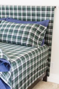 Headboard made using flannel sheets