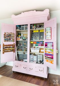 Pink craft storage cabinet