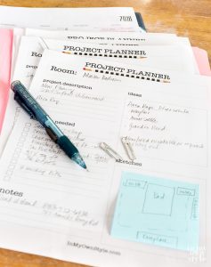 DIY Decorating Project Planner sheet