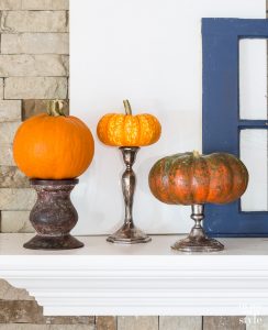 Pumpkin Decorating Ideas using candle holders