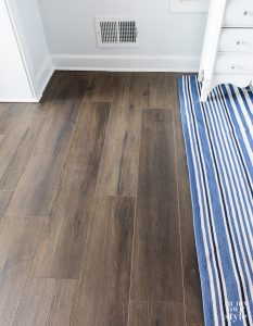 Select Surfaces Laminate Elite wood flooring in the color Urbanwood installed in a bedroom.