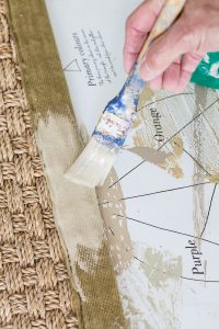 How to paint the border on a rug a new color using chalk paint.