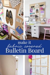 Photos showing how to make a fabric covered memo board