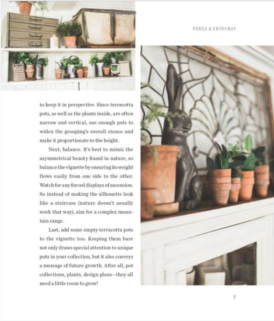 terra cotta pots on shelf