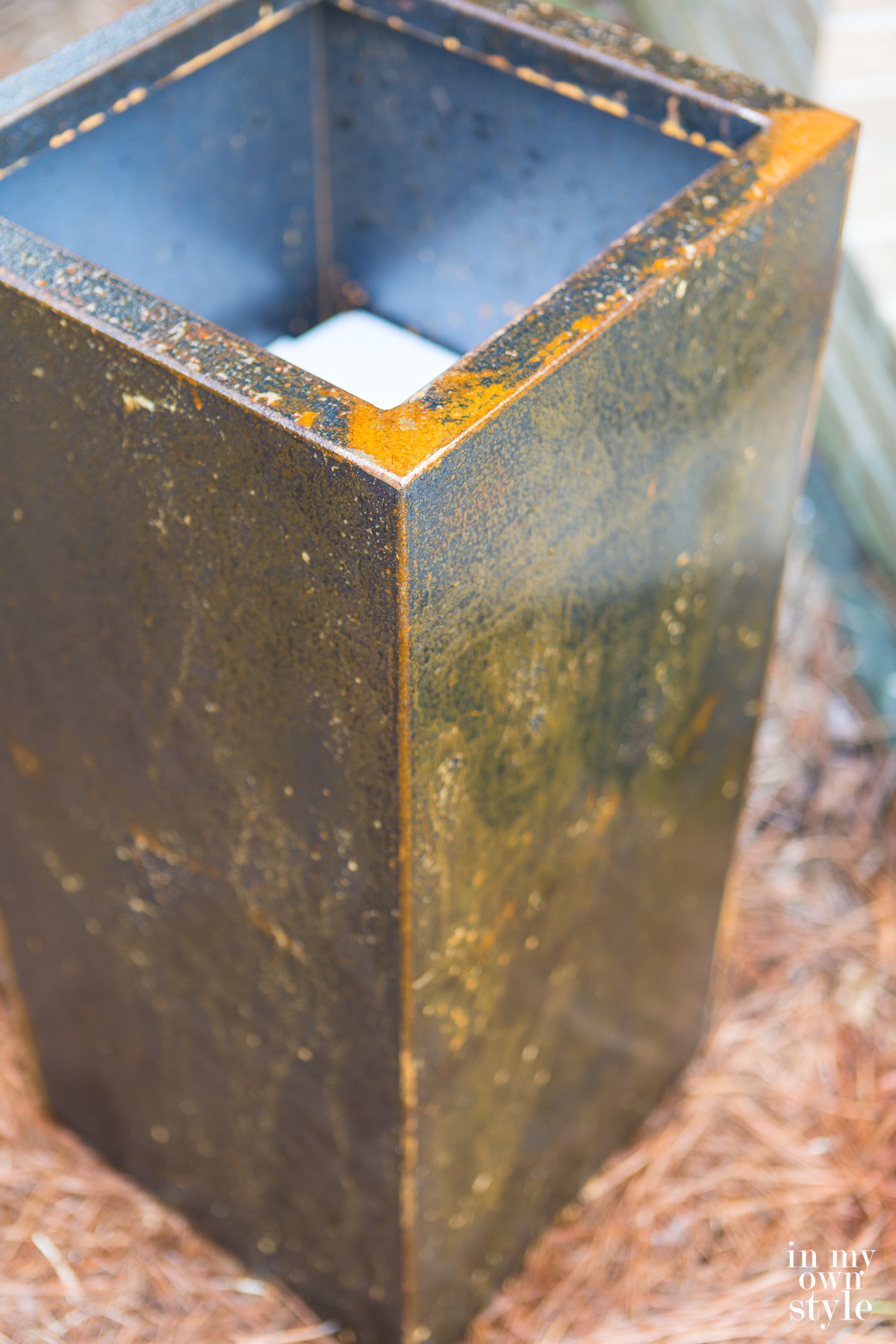 Creating Instant Rusted Patina on a Corten Steel Planter - In My Own Style