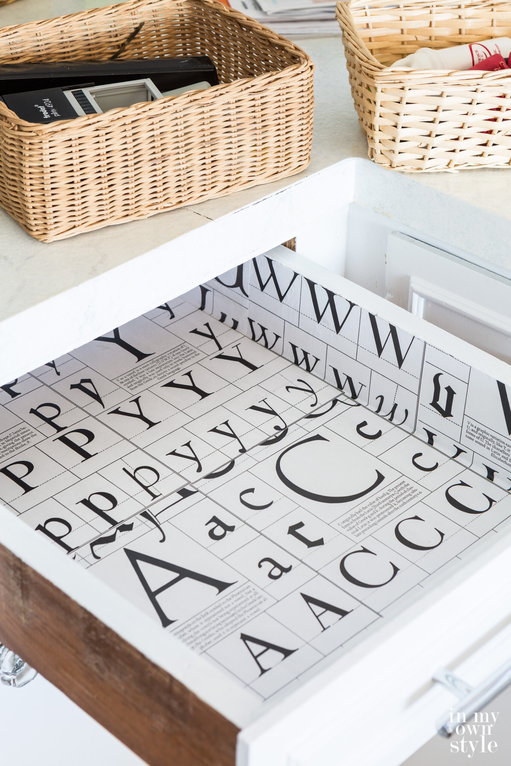 "The Easy Trick" on How to Line a Drawer In My Own Style