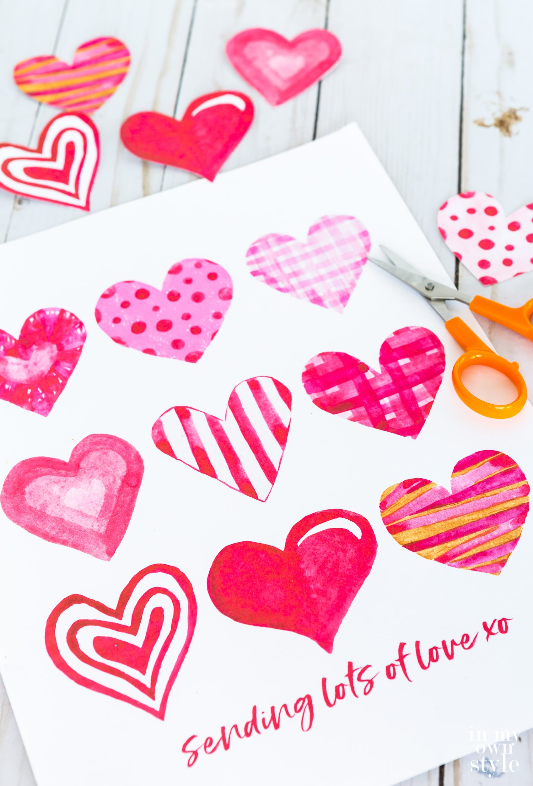 Printable Valentine Hearts &amp; Envelopes - In My Own Style