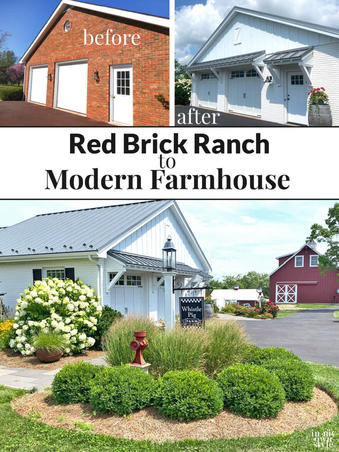 Exterior Makeover: Brick Ranch to Modern Farmhouse - In My Own Style