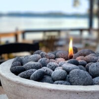 close up of lava rocks in DIY fire bowl