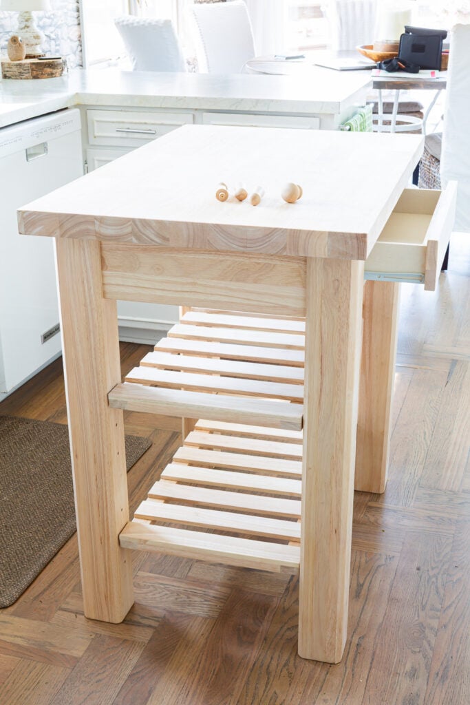 24 x 36 Wood kitchen island from Wayfair before painting
