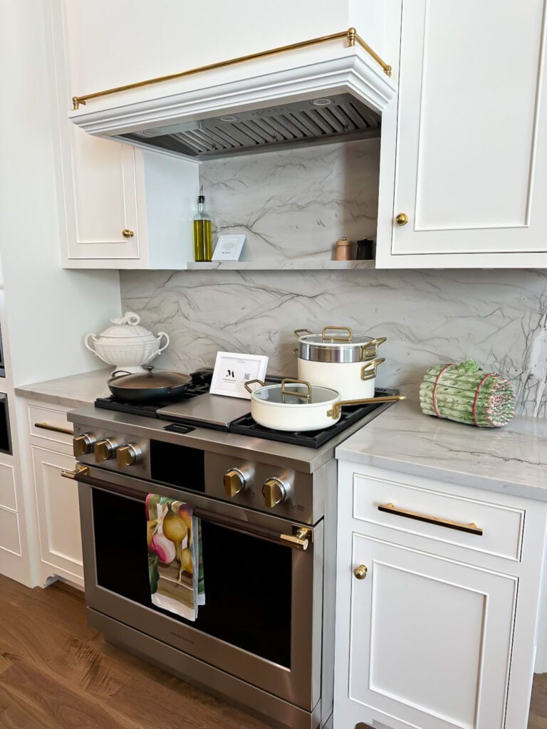 cooktop and counter area around it in the kitchen at the Southern Living Idea House near Charlottesville, VA