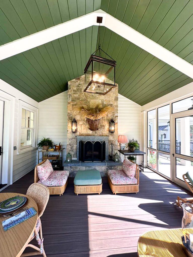 covered screened in porch at the Southern Living Idea Home 2025