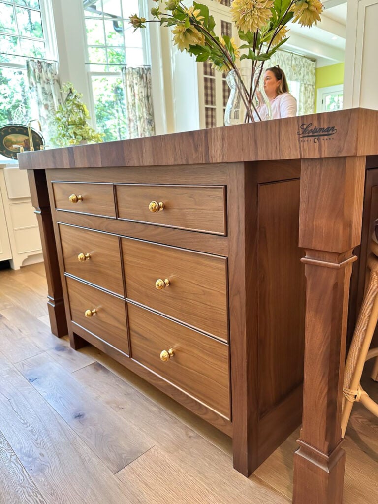 solid wood kitchen island at the Southern Living Idea House in Keswick, VA