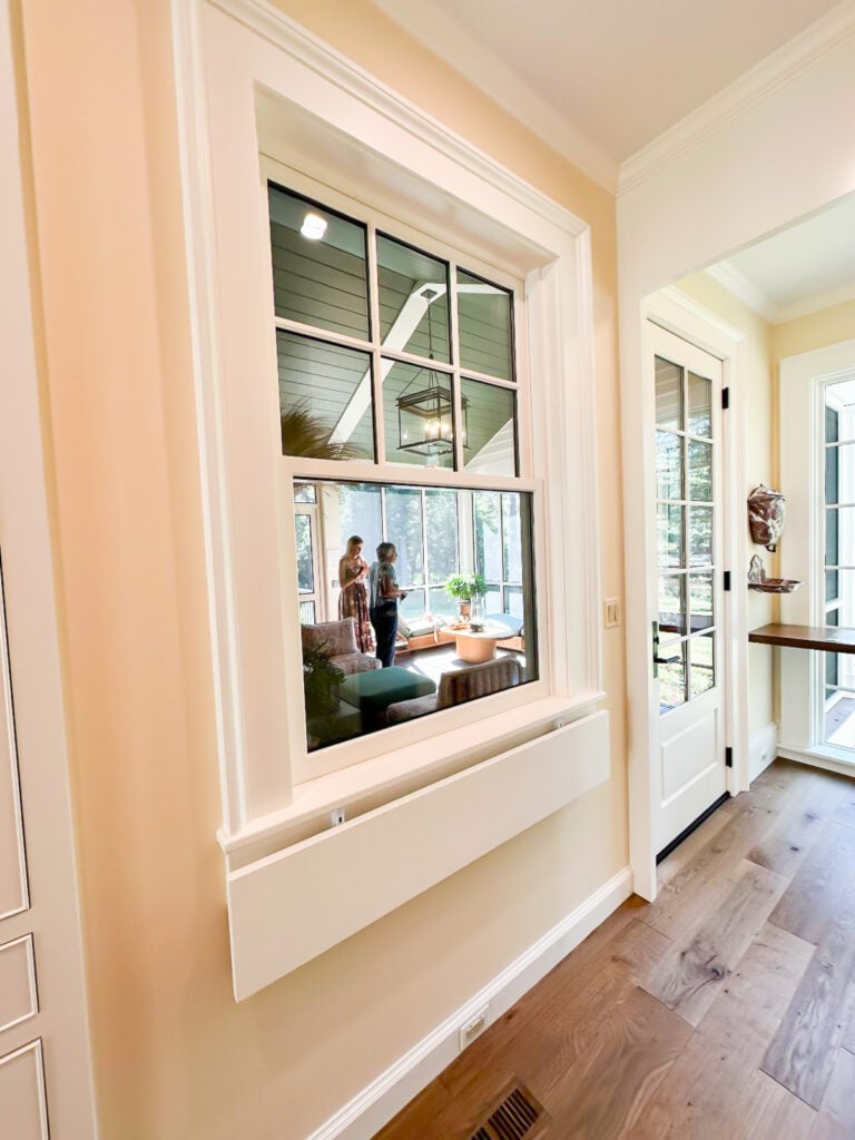 fold out window sill to serve to the outdoor covered porch.