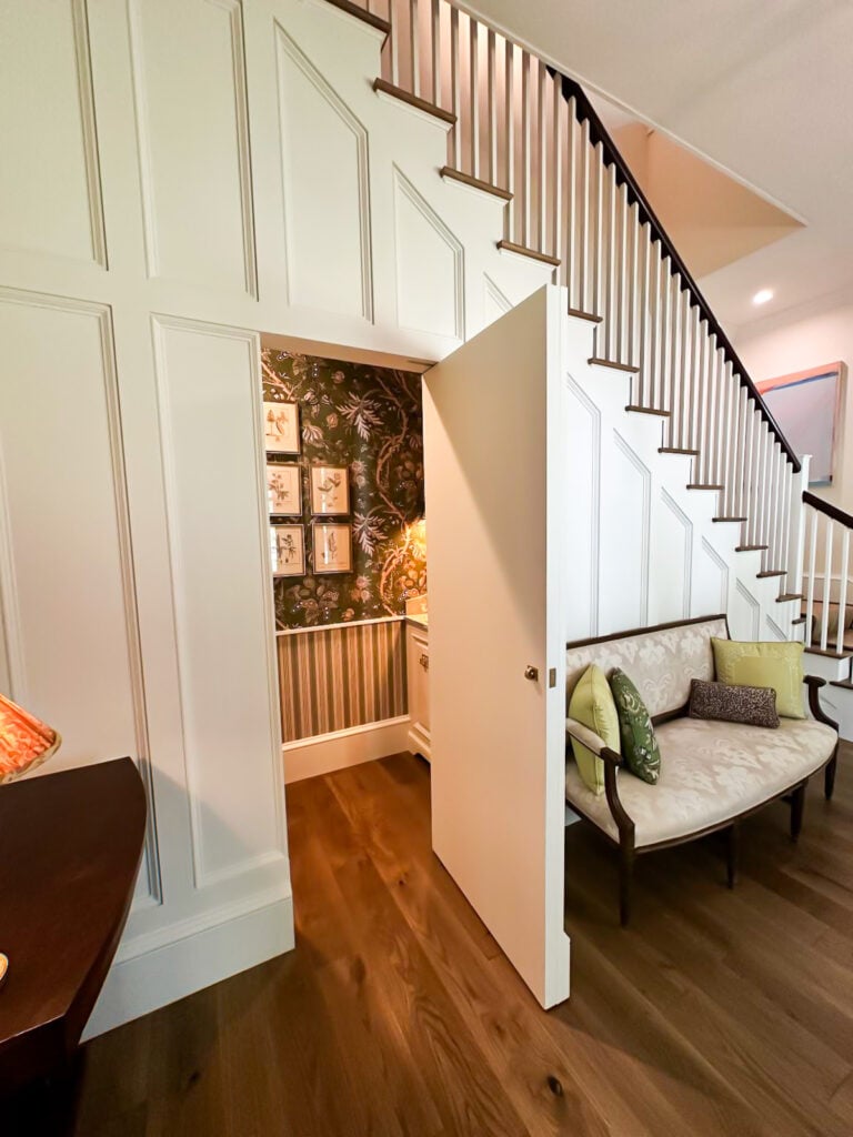 staircase wall with hiddn door