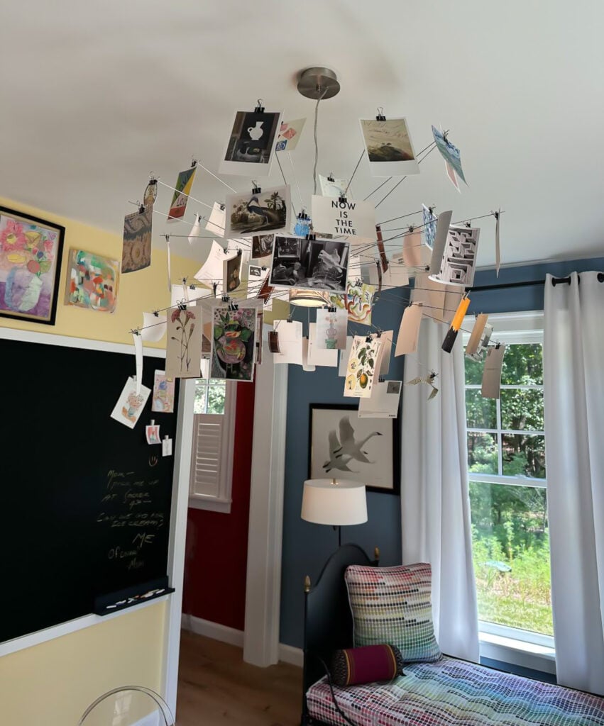 creative chandelier in craft room