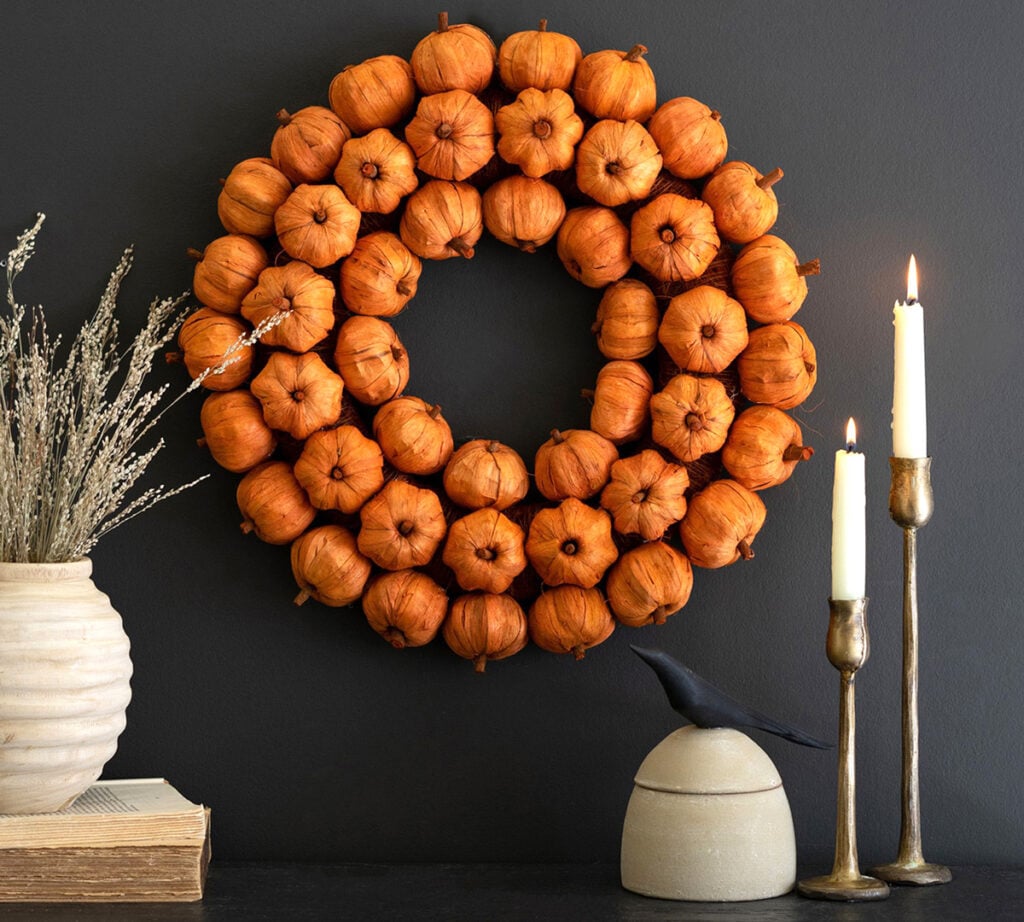 mini pumpkin wreath from Pottery Barn