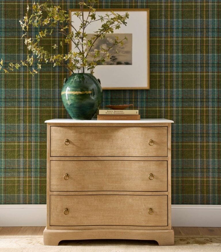 fall look for a house with plaid wallpaper