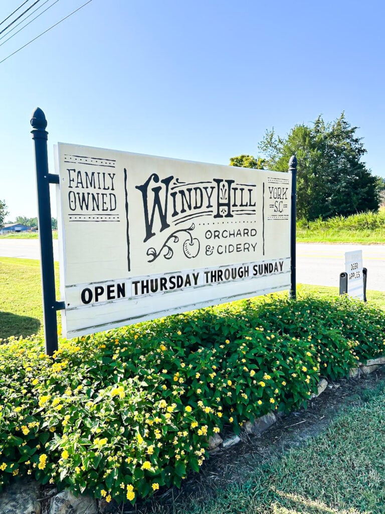 Windy Hill Orchard sign in York, SC