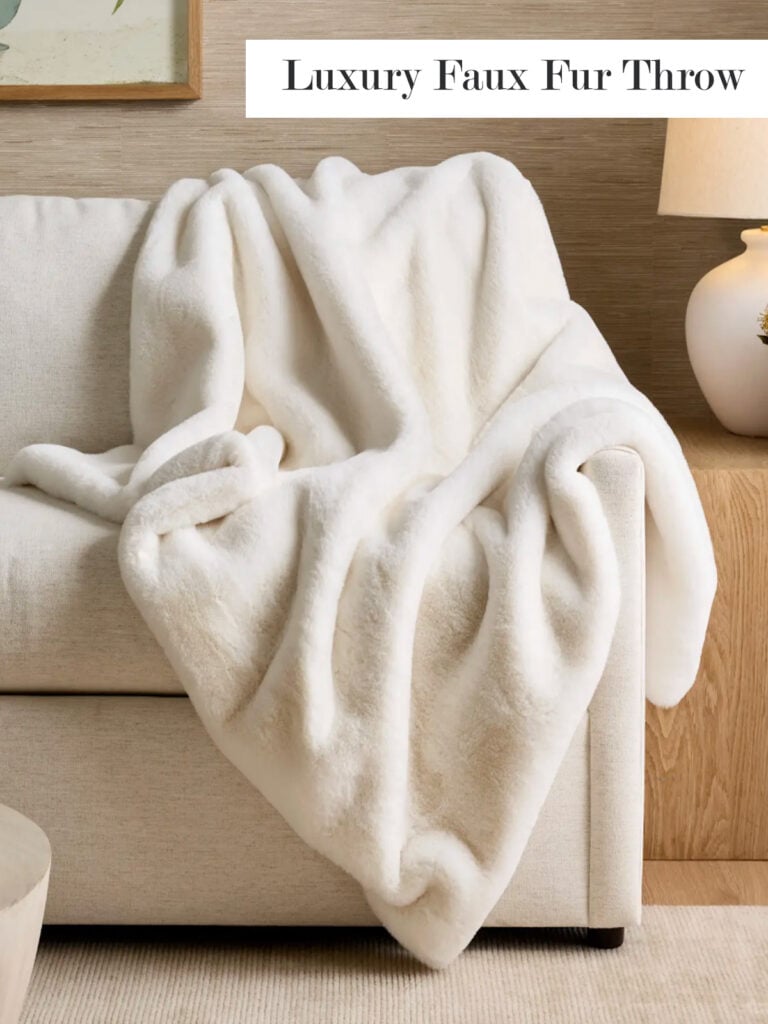 Quince Faux Fur throw in white