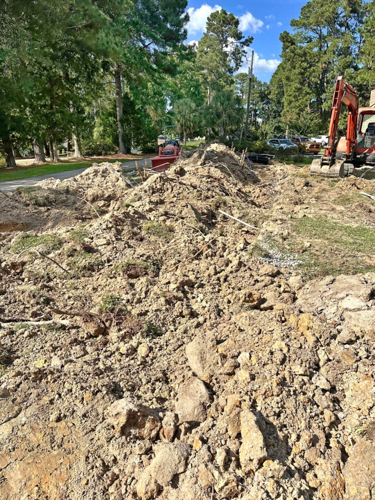 dug up front yard