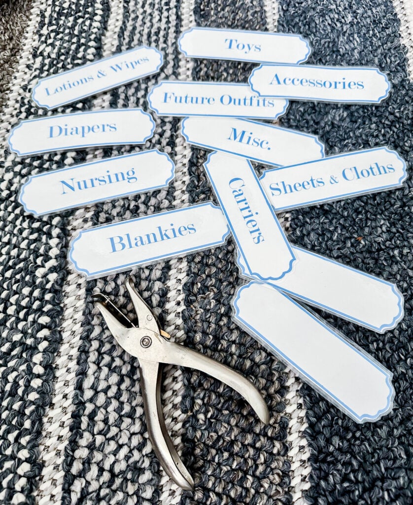 Baby Nursery Labels for Storage Baskets
