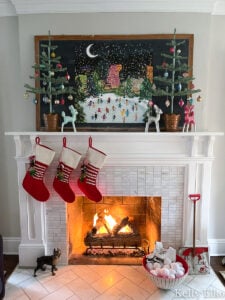colorful Chalkboard on Christmas mantel