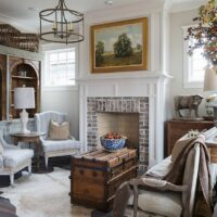 cottage room with white walls
