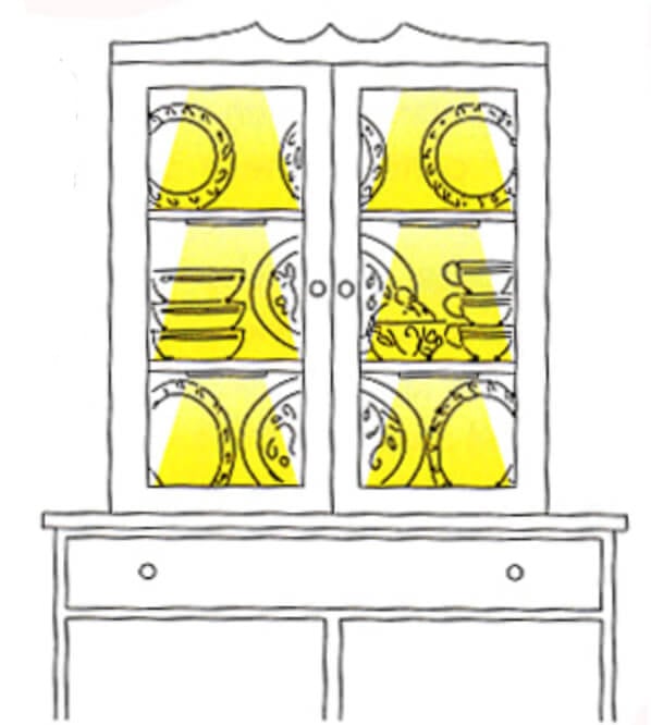 china cabinet lighting idea