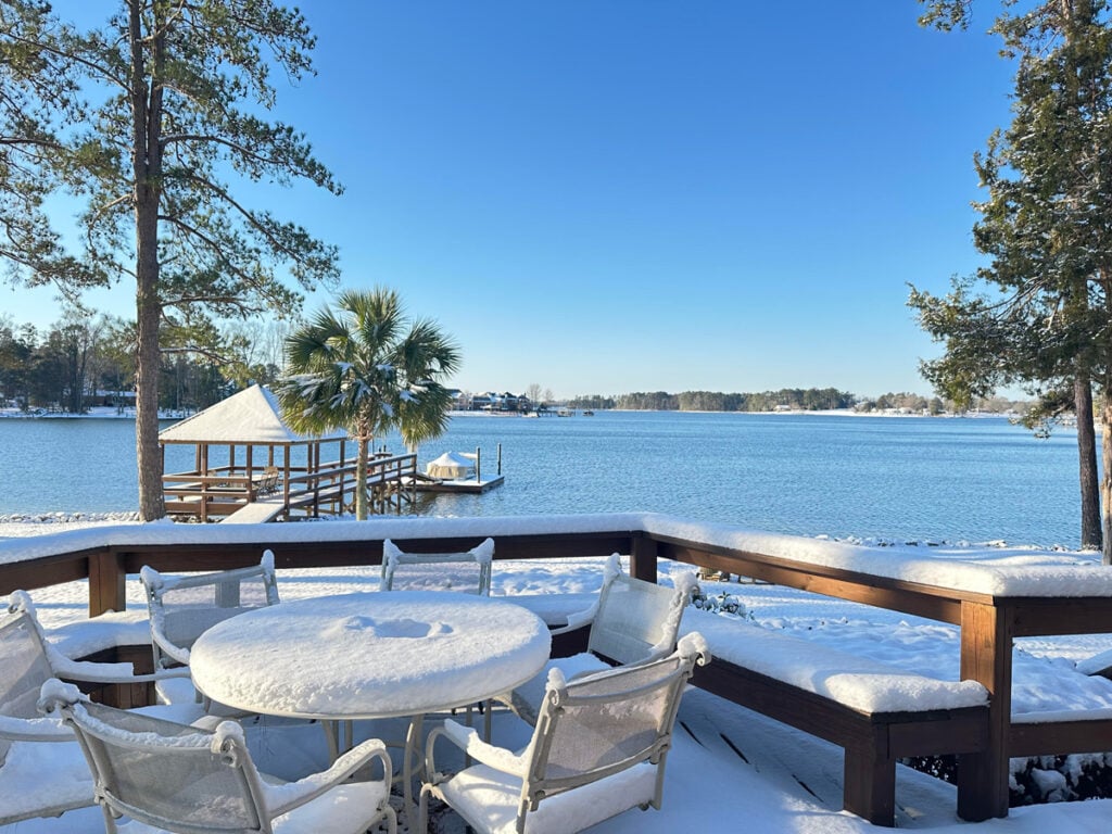 snowy lake view