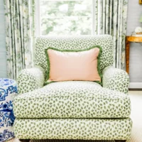 spring green and white upholstered chair