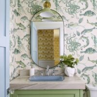 pretty bathroom in sage green and white