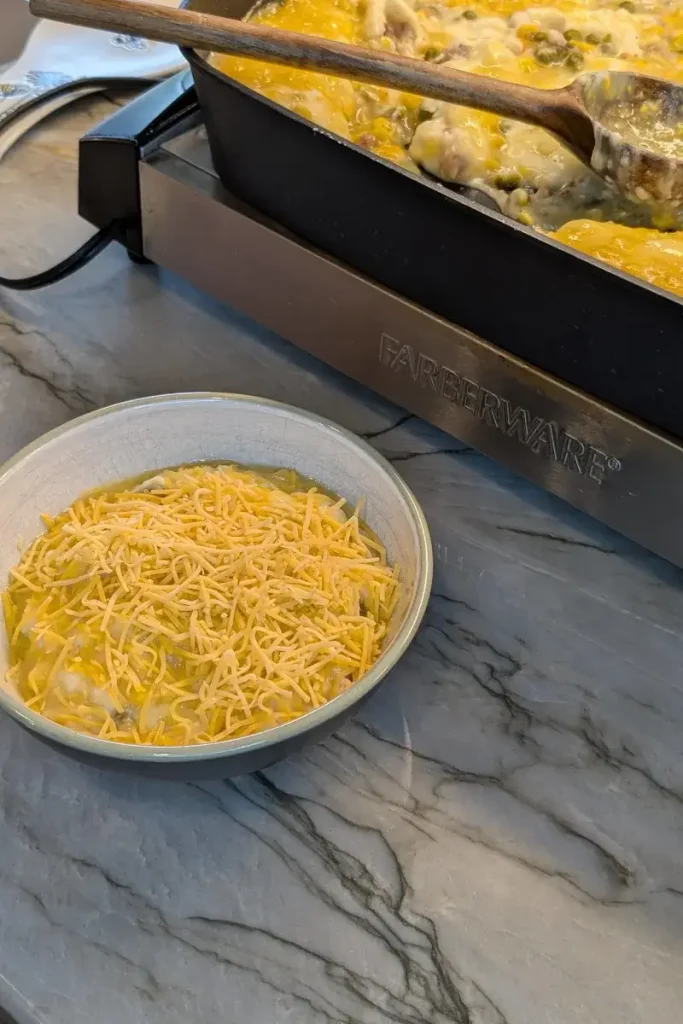 Easy shepherd's pie in a skillet and in a bowl